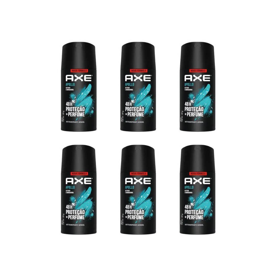 Desodorante Aerossol Axe 150ml Apollo - Kit C / 6un