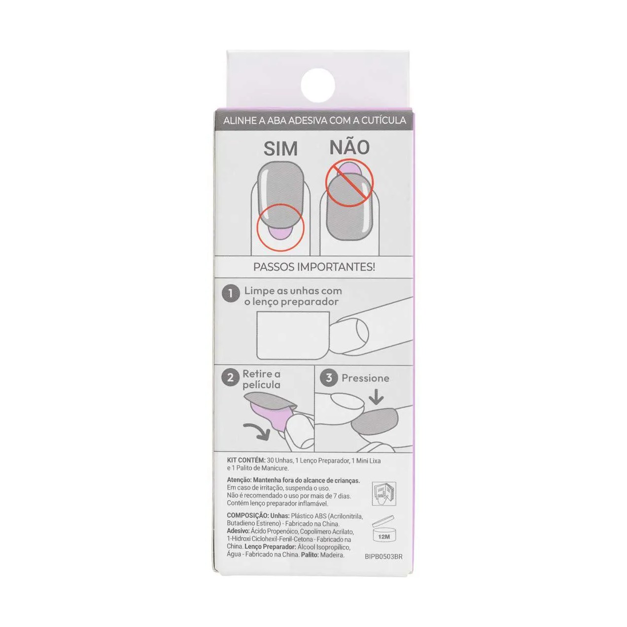 Unhas Autocolantes Kiss NY Impress Color Quadrado Curto Tweetheart 30 Unidades