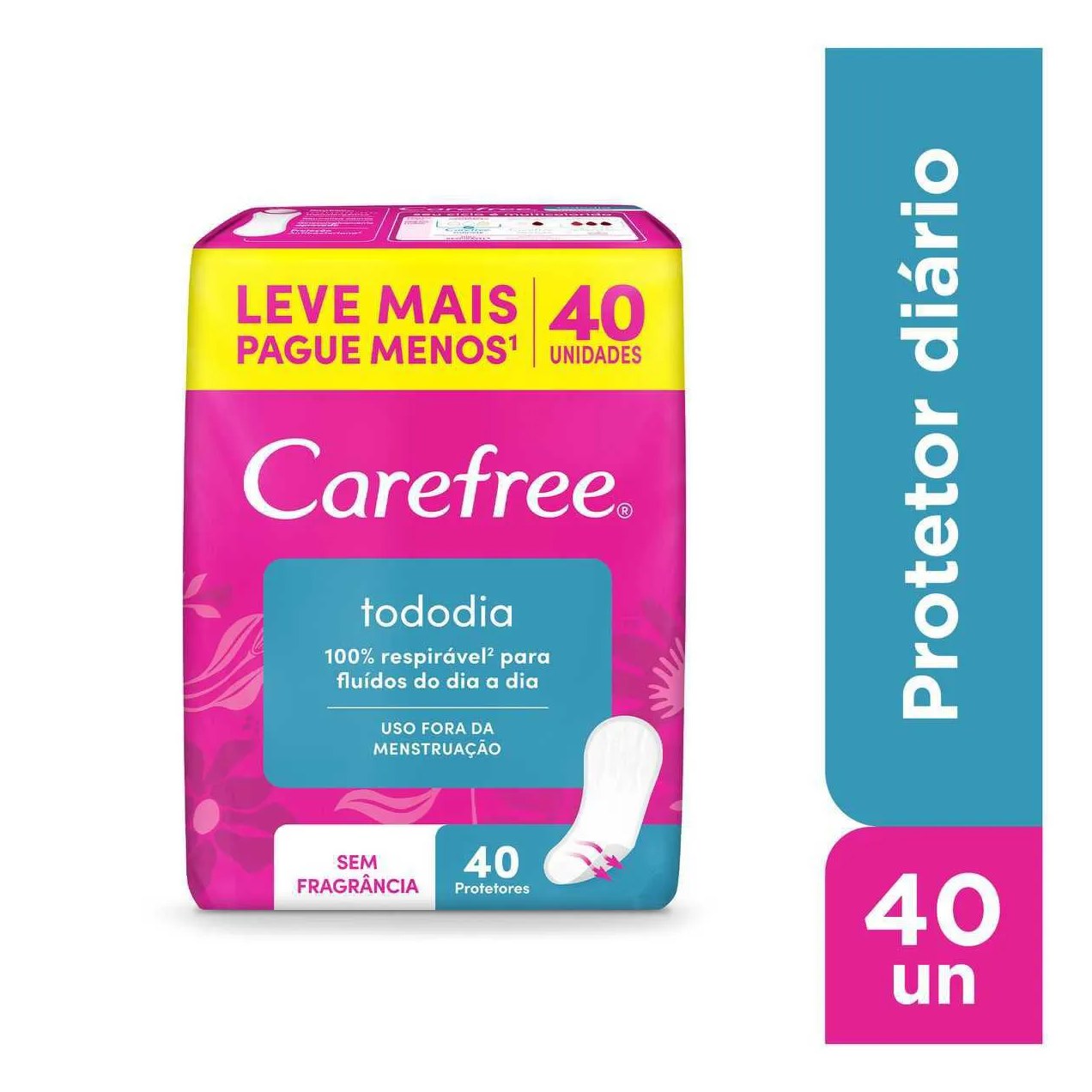 Protetor Diário Carefree Todo Dia Sem Perfume 40 unidades