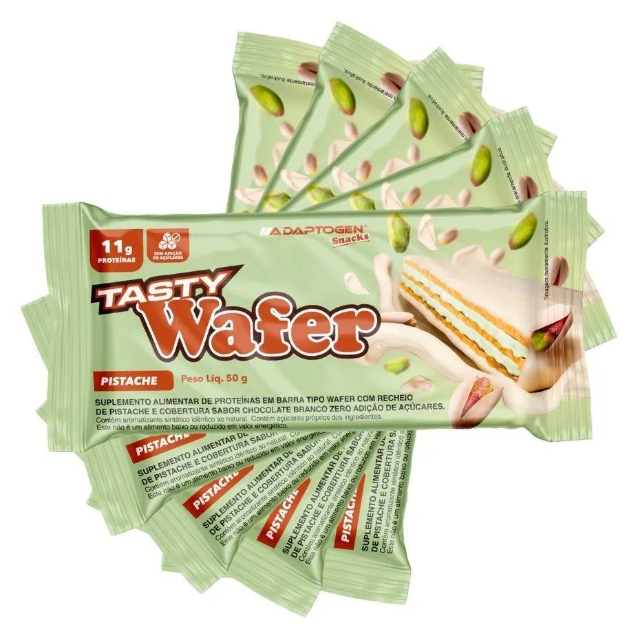 Tasty Wafer Snacks 50g Kit 5 Un - Adaptogen Pistache - Sem Ad Açucar