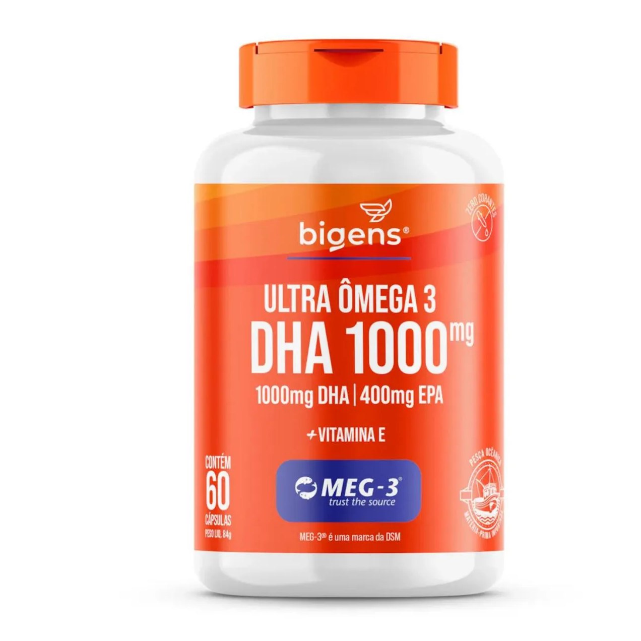 Ultra Ômega 3 Dha 1000 Epa 400mg Meg3 Bigens 60 Capsulas sem Sabor