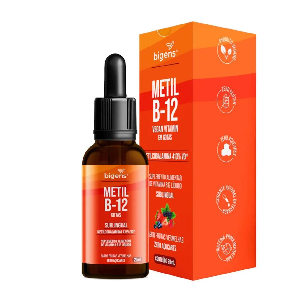 Vitamina B12 Metilcobalanina Bigens Frutas Vermelhas 20ml