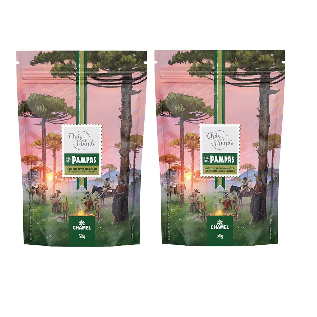 Kit 02 Chás do Mundo Pouch Chá Pampas 50g - Chamel
