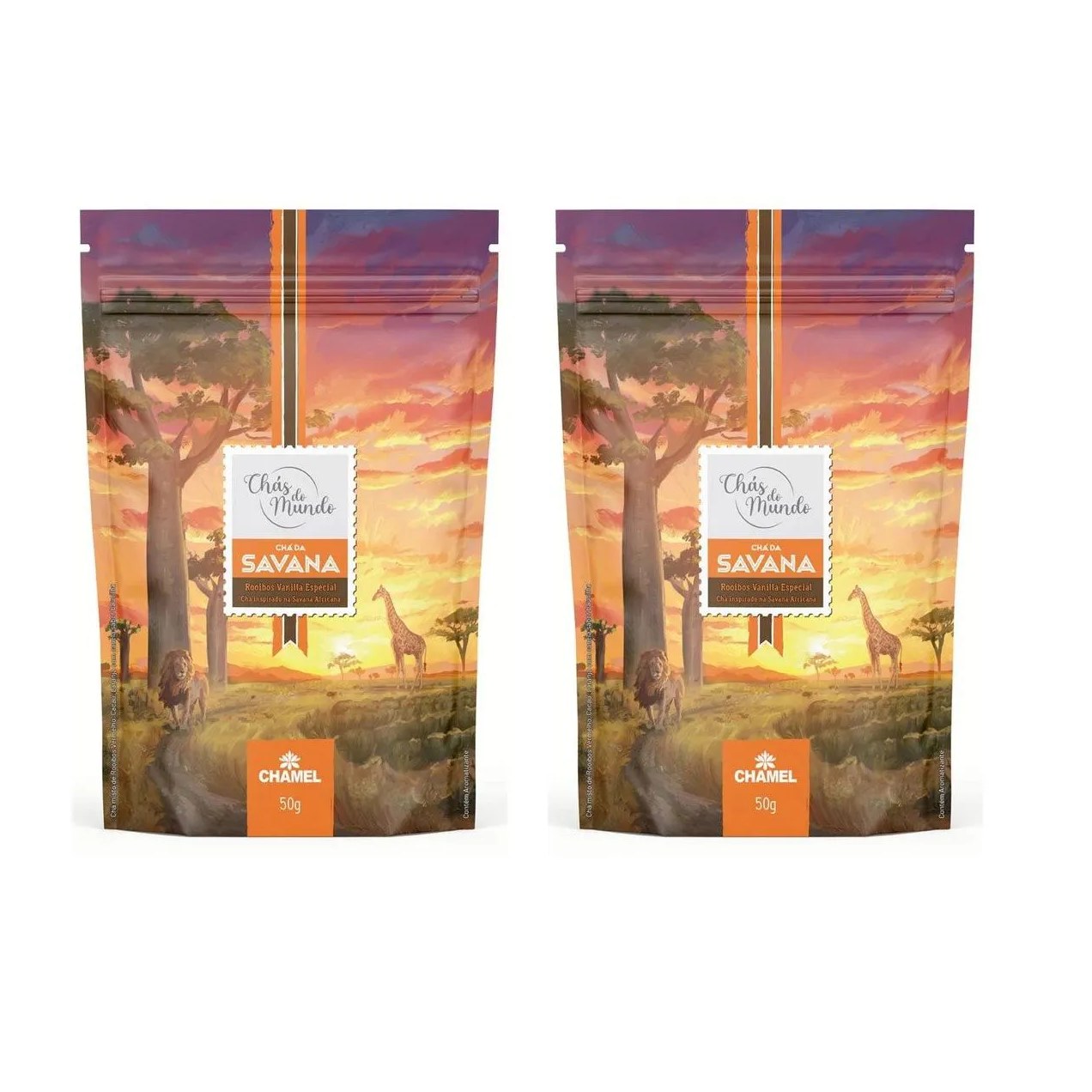 Kit 02 Chás do Mundo Pouch Chá Savana 50g - Chamel