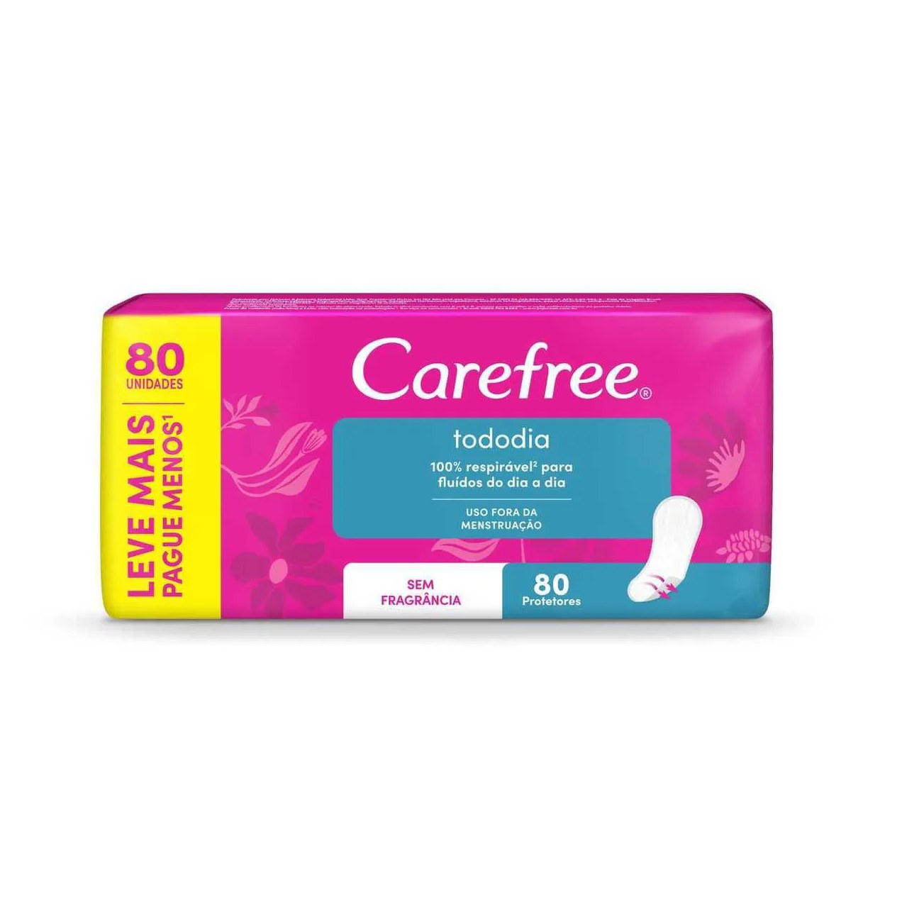 Protetor Diário Carefree Tododia Sem Perfume 80 unidades