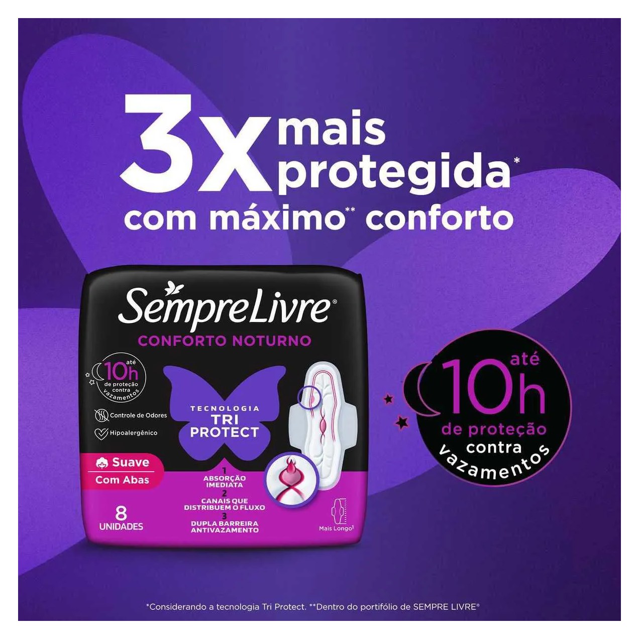 Absorvente Sempre Livre Conforto Noturno Cobertura Suave Com Abas com 16 unidades