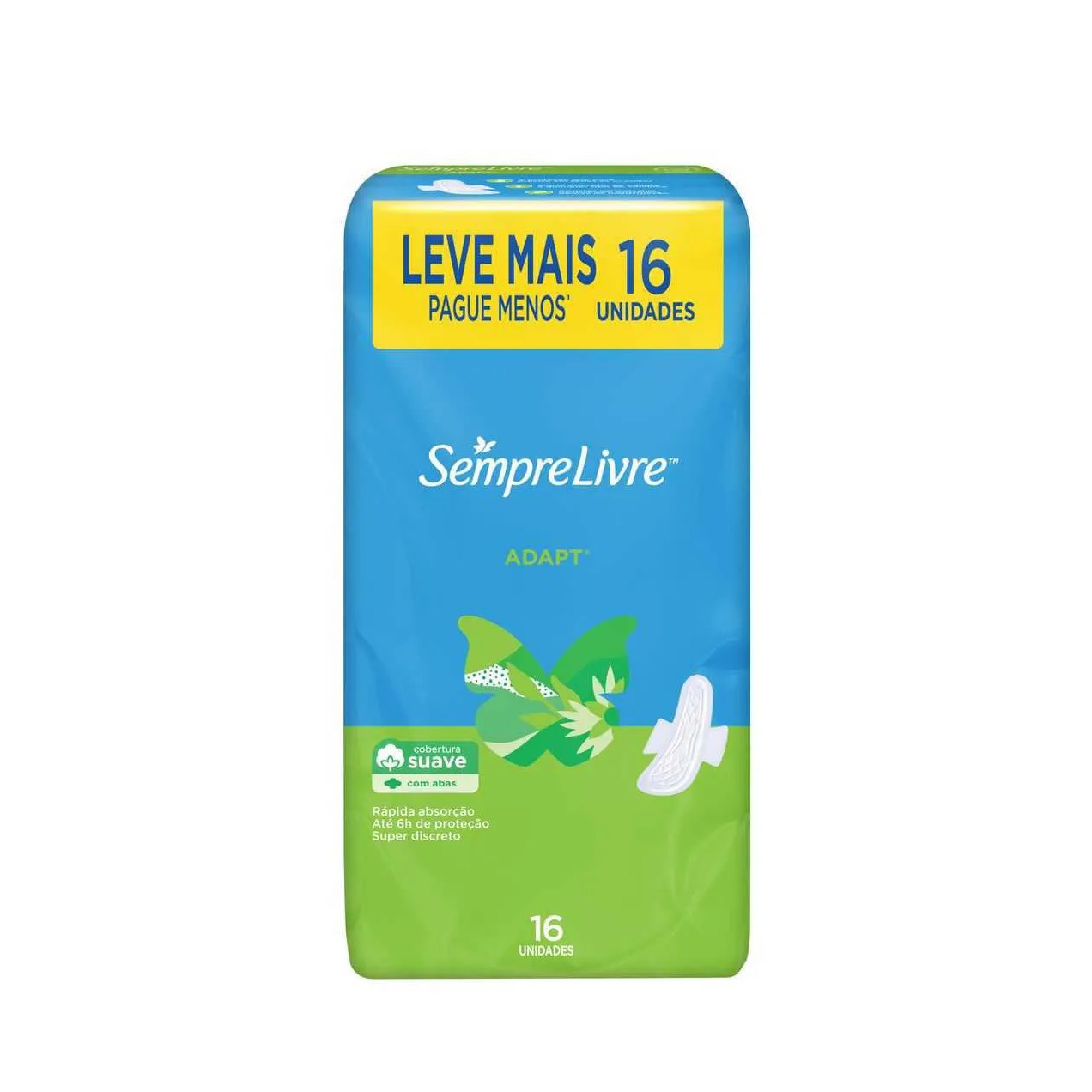 Absorvente Sempre Livre Adapt Cobertura Suave Com Abas com 16 unidades