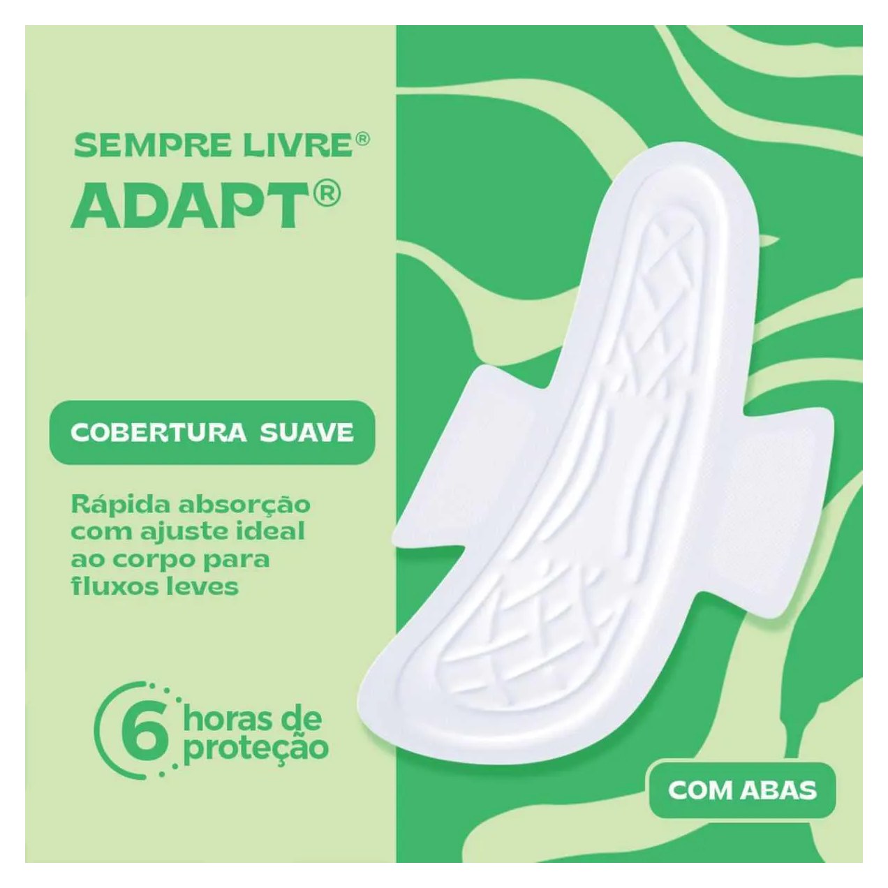 Absorvente Sempre Livre Adapt Cobertura Suave Com Abas com 16 unidades