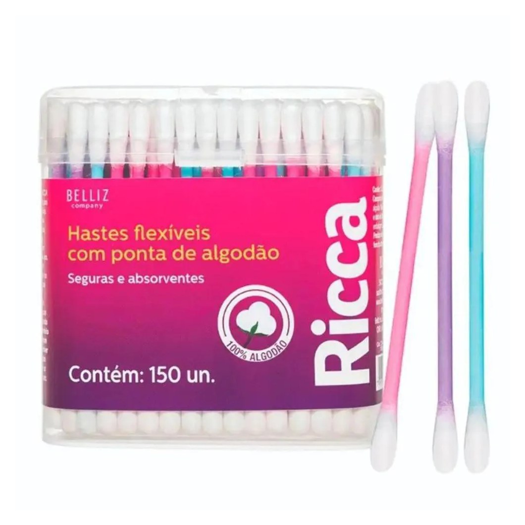 Hastes Flexíveis Ricca com Ponta de Algodão Cód. 3244