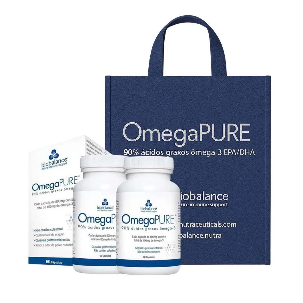 Kit 2 Omegapure 500mg 60 cápsulas + Sacola Tnt Biobalance