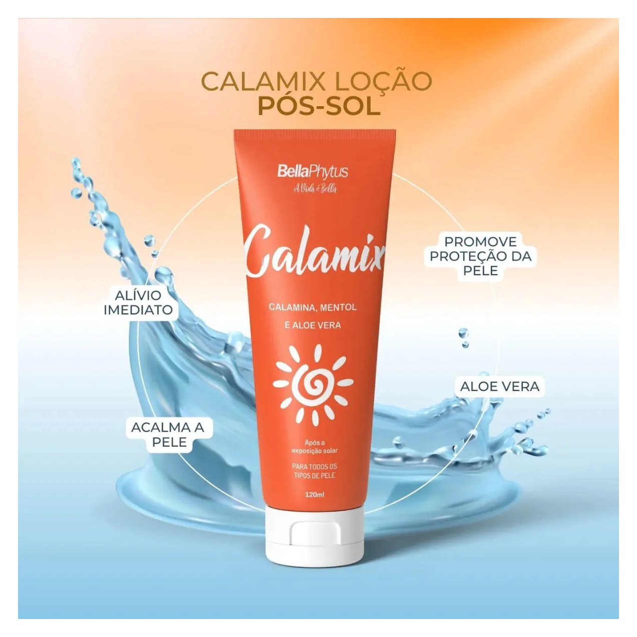 Calamix Loção Pós-sol com Calamina e Aloe Vera 120g - Bellaphytus