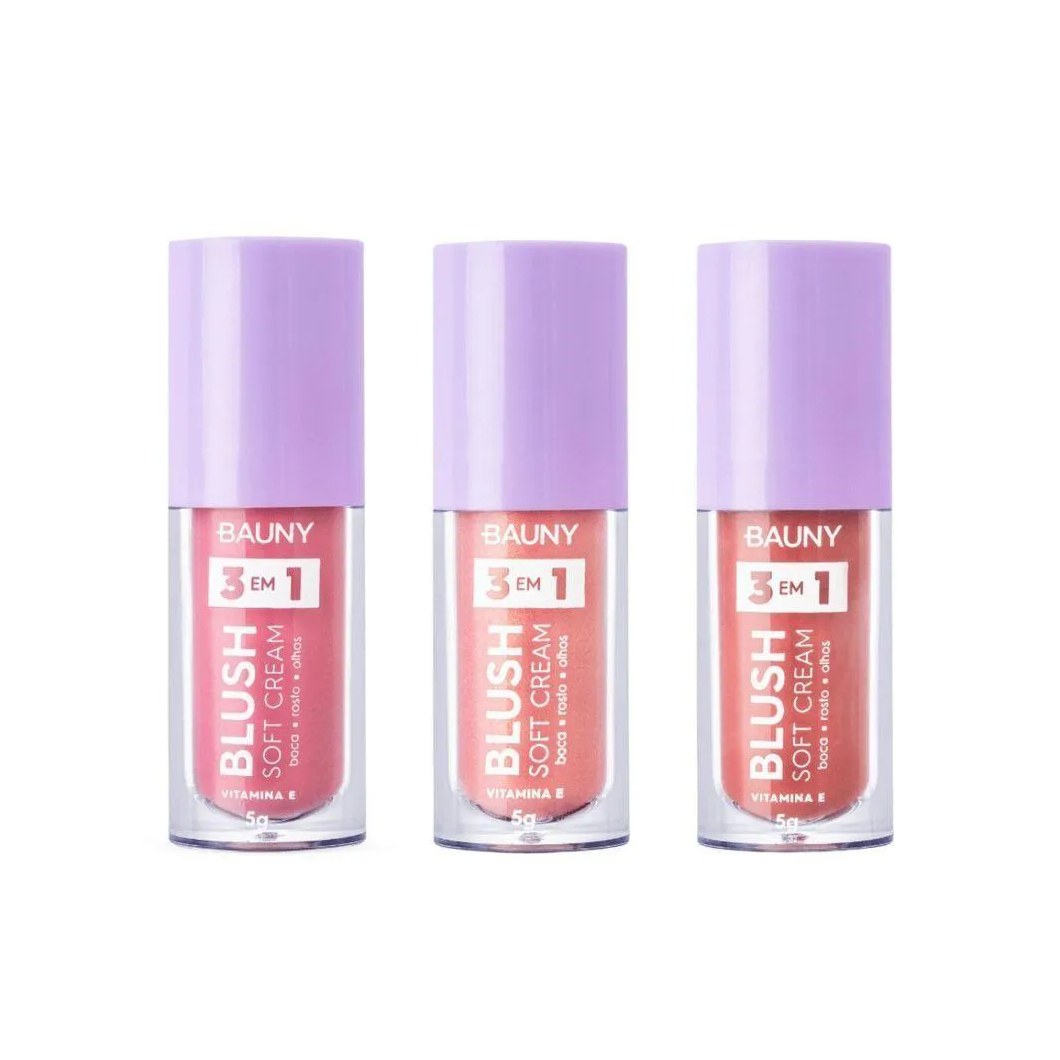 Kit Bauny Blushs Líquido Soft Cream 3 em 1 Dreamy+magic+sunny