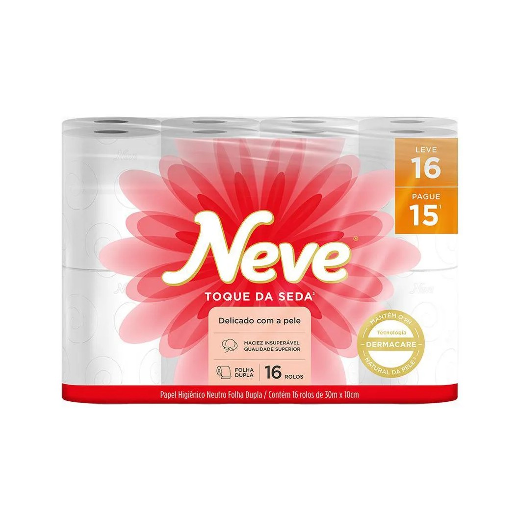 Kit 3 Papel Higiênico Neve Toque de Seda Folha Dupla 16un Cada