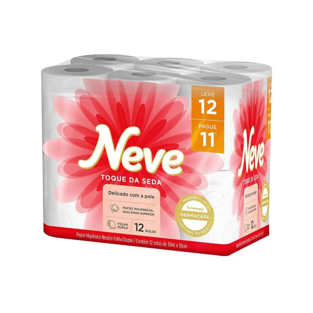 Papel Higiênico Neve Toque de Seda Folha Dupla Leve 12 Pague 11