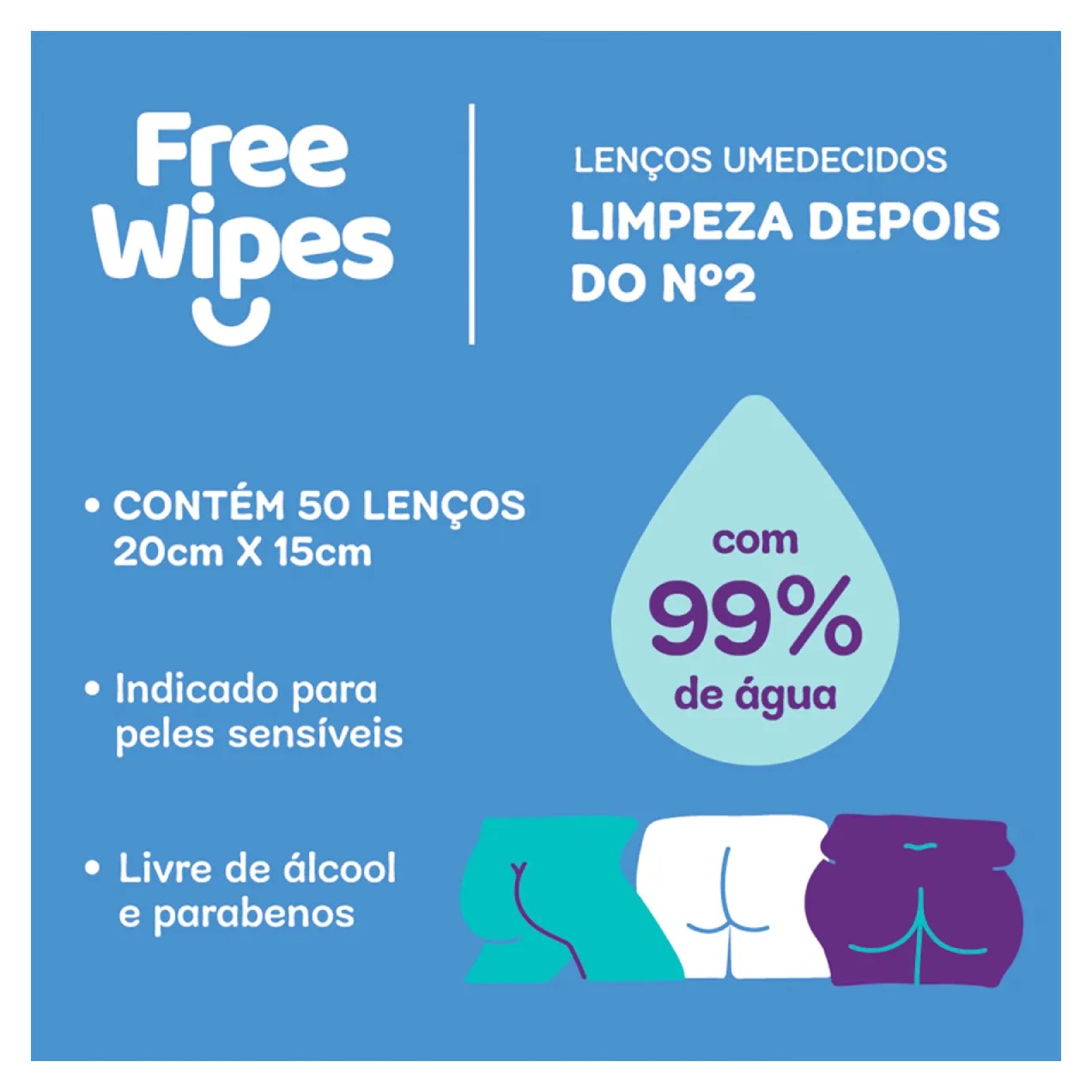 Lenço Umedecido Toilet Free Wipes 4 Unidades