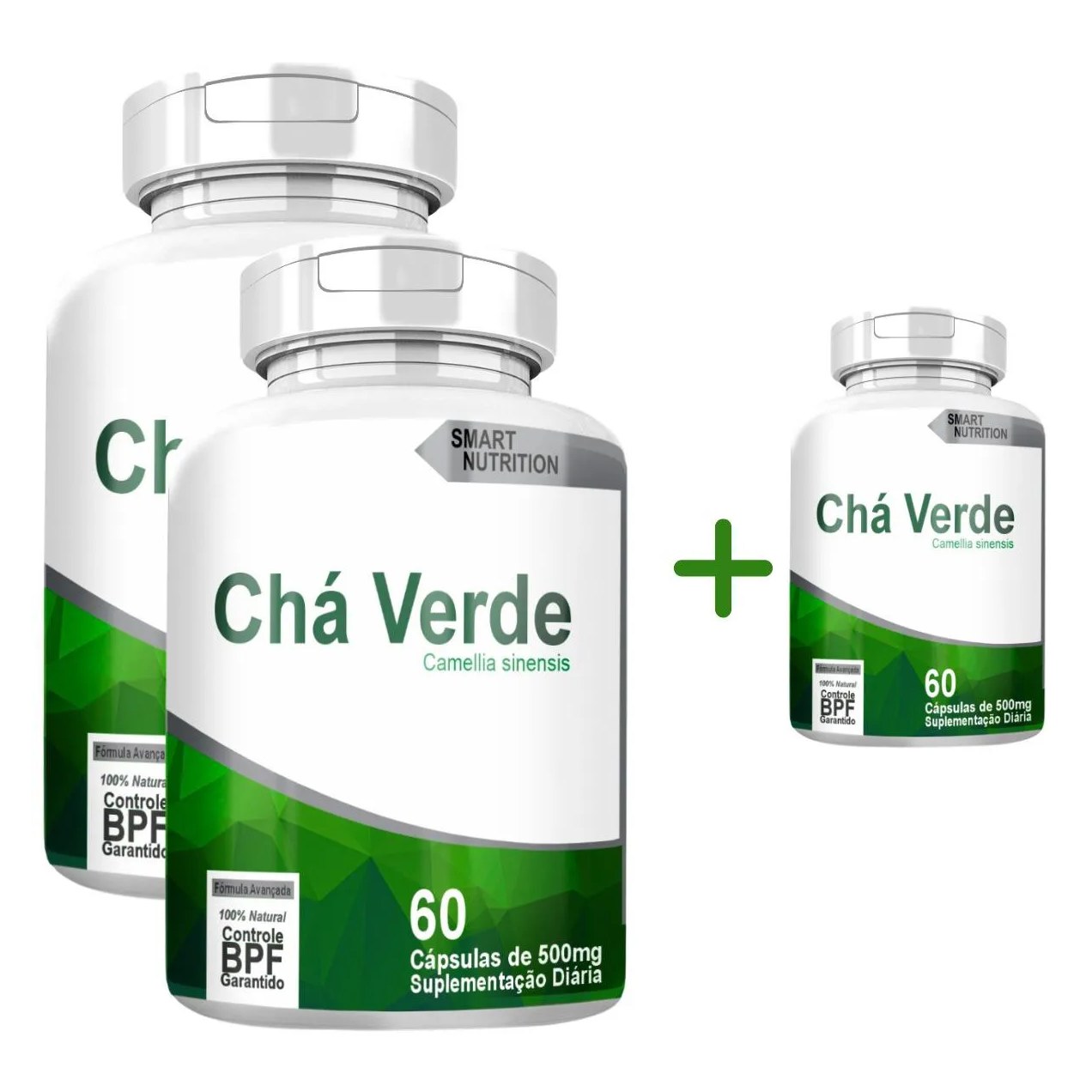 Cha Verde Kit com 3 Potes com Total de 180 Capsulas