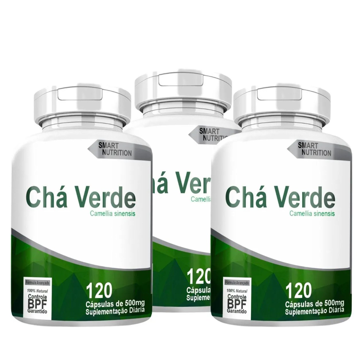 Cha Verde Kit com 3 Potes com Total de 360 Capsulas