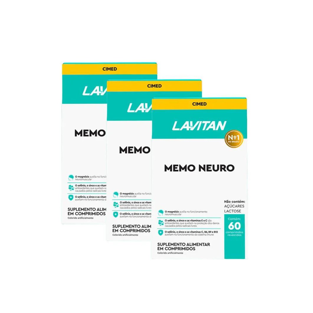 Kit 3 Lavitan Memo Neuro Memória - 60 cápsulas - Cimed