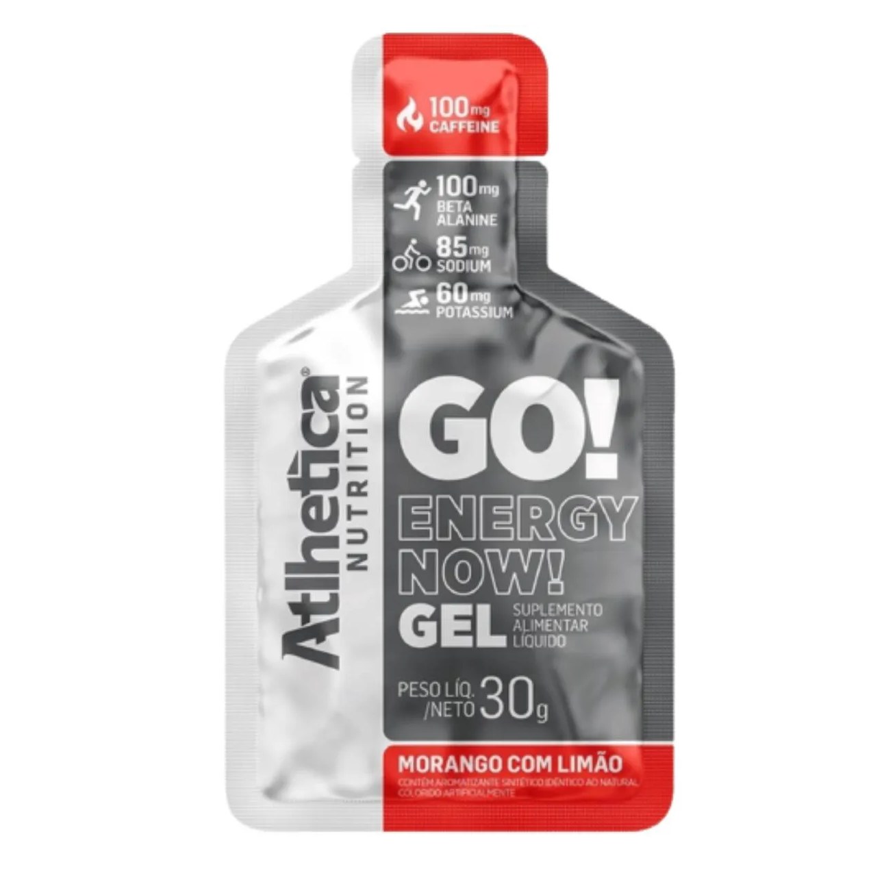 Go! Energy Now Gel - 10 Sachês de 30g Carboidrato com Cafeina Morango com Limao