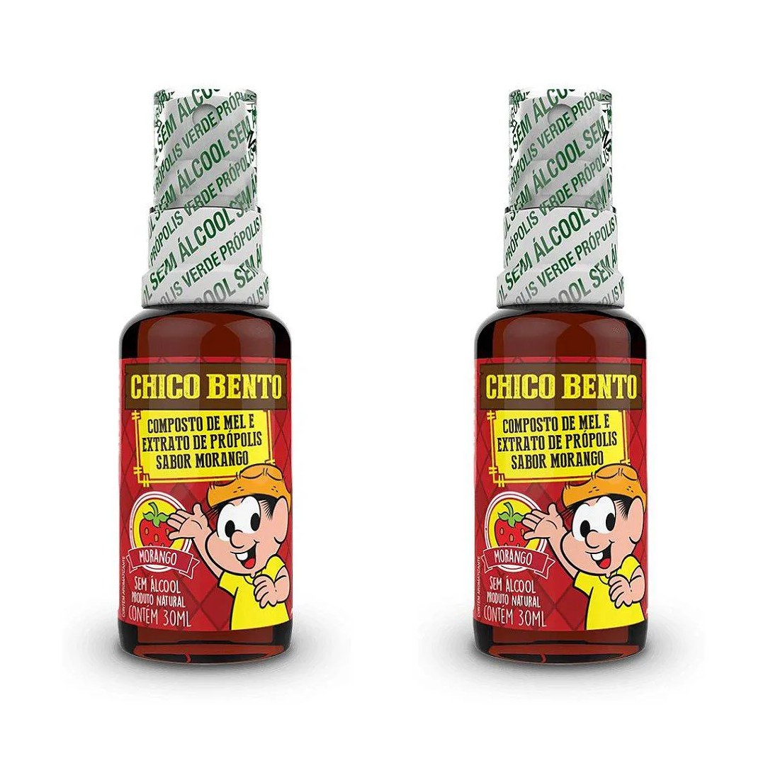 Kit 2uni Própion Chico Bento - Spray com Mel e Morango Sem Álcool (30ml) - Baldoni