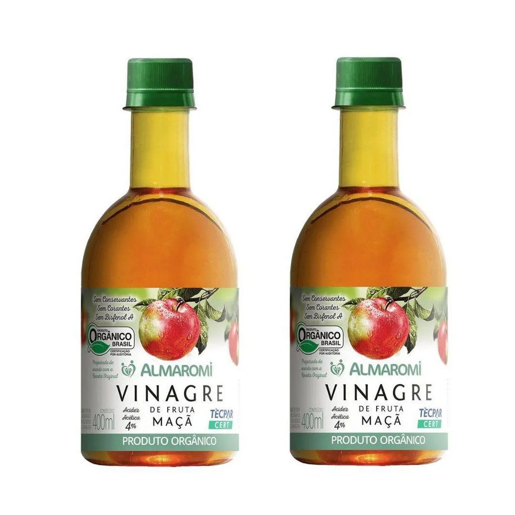 Kit 2uni Vinagre de Maçã Orgânico 400ml Pet - Almaromi