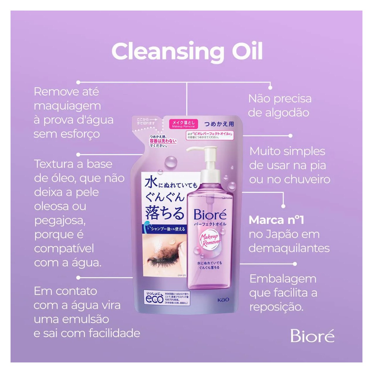 Óleo de Limpeza Demaquilante Bioré Cleansing Refil 210ml