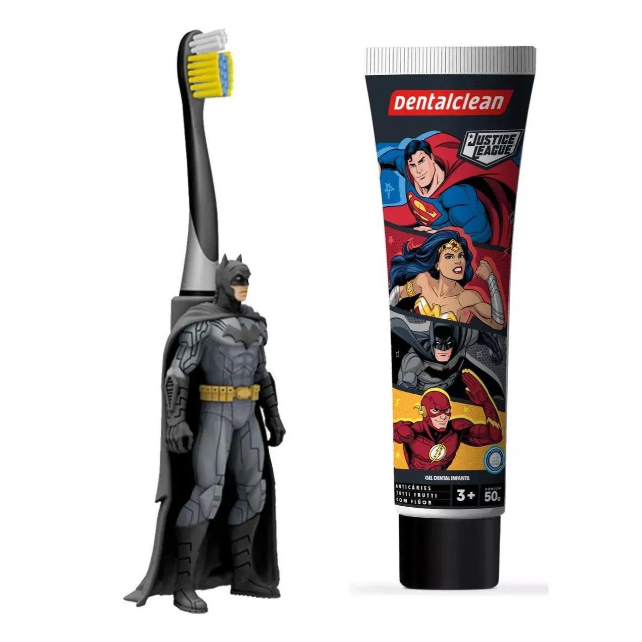 ESCOVA DE DENTE BATMAN + GEL LIGA DA JUSTIÇA - DENTALCLEAN