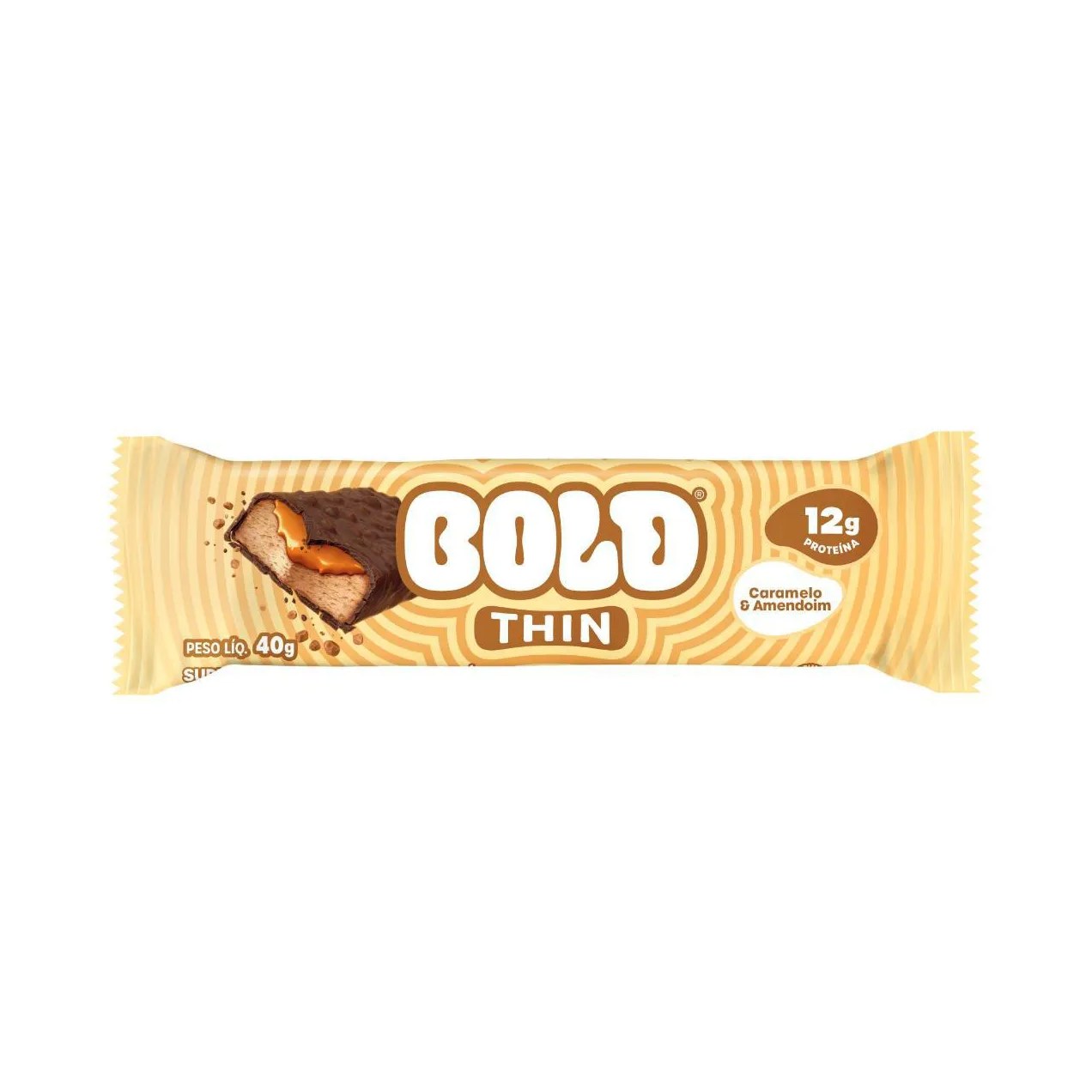 Barra de Proteína Bold Thin Caramelo & Amendoim 40g