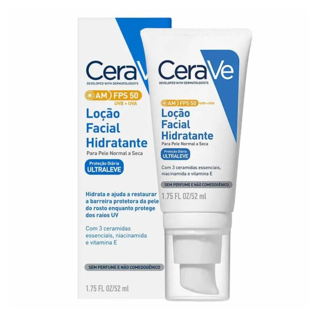 Loção Facial Hidratante Cerave Am Ultraleve Fps50 52Ml