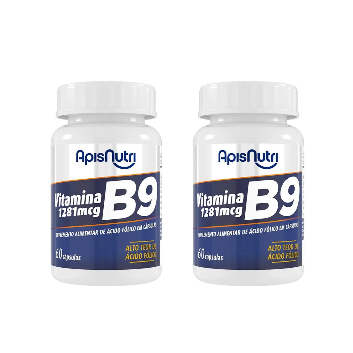 Kit 2 Vitamina B9 1281mcg Acido Folico 60 cápsulas - Apisnutri