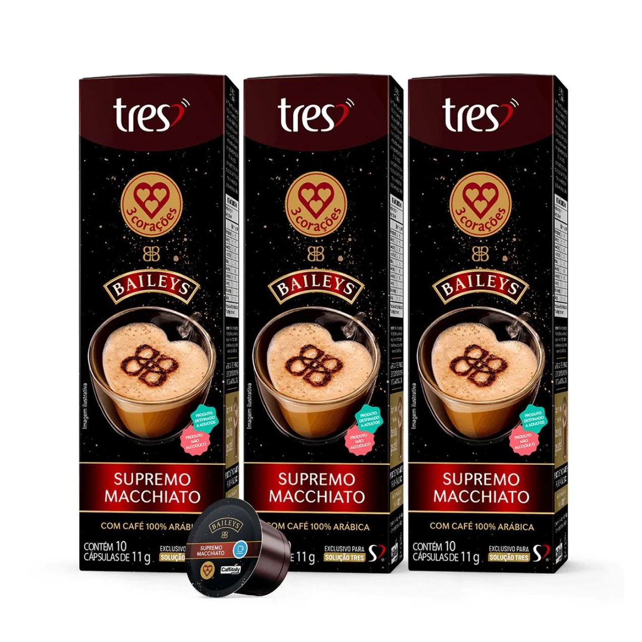 3x cápsula de Café Tres 3 Corações Baileys Supremo Macchiato 10 unidades