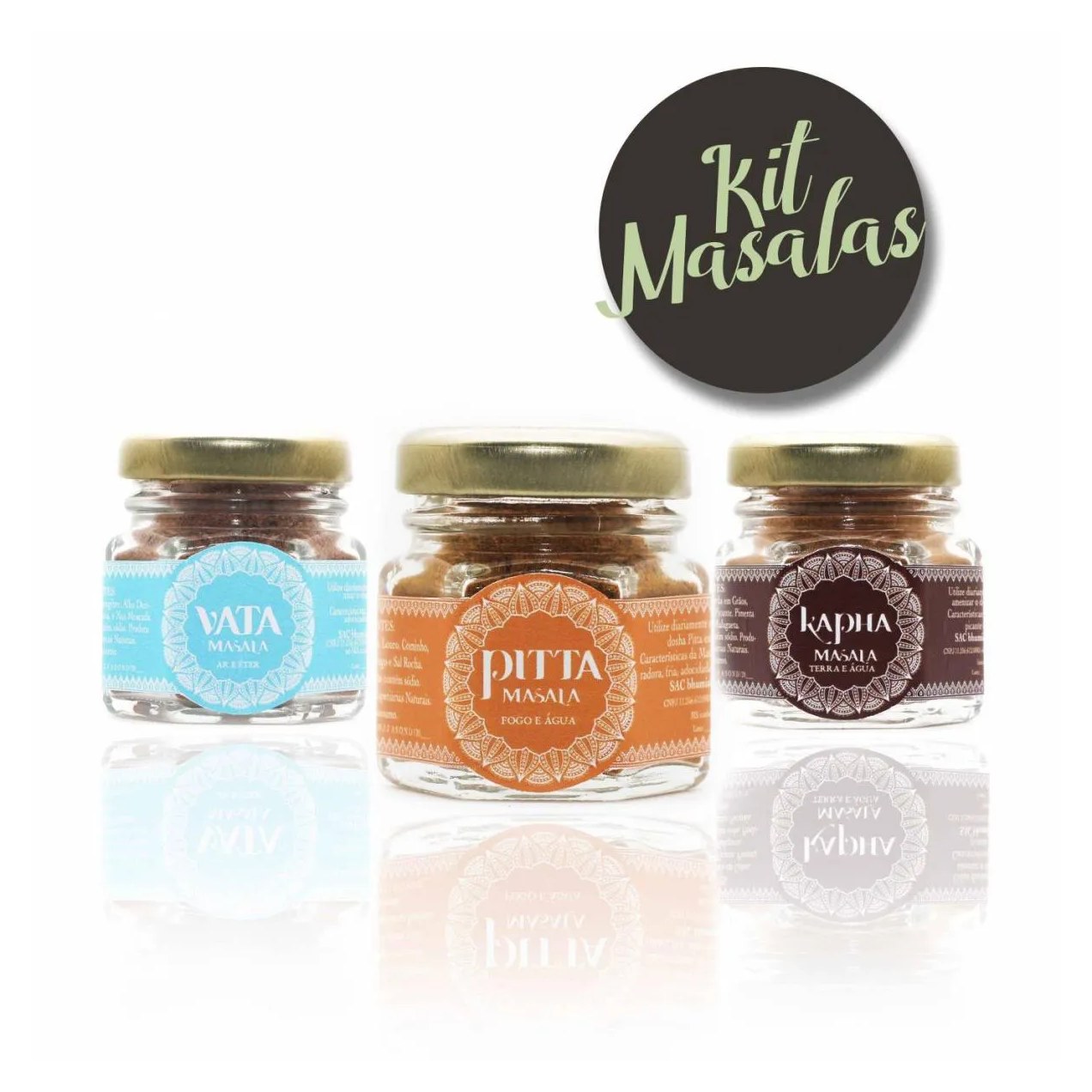 Kit 3 Masalas Linha Ayurveda - Doshas Pitta, Kapha e Vata