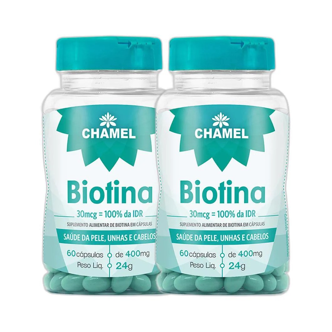 Kit 2x Vitamina Biotina 60 cápsulas 400mg - Chamel