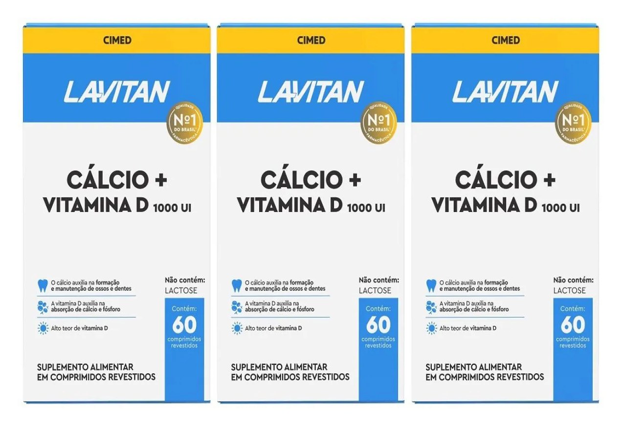 Kit 3 Lavitan Cálcio + Vitamina D 1.000 UI com 60cpr - Cimed