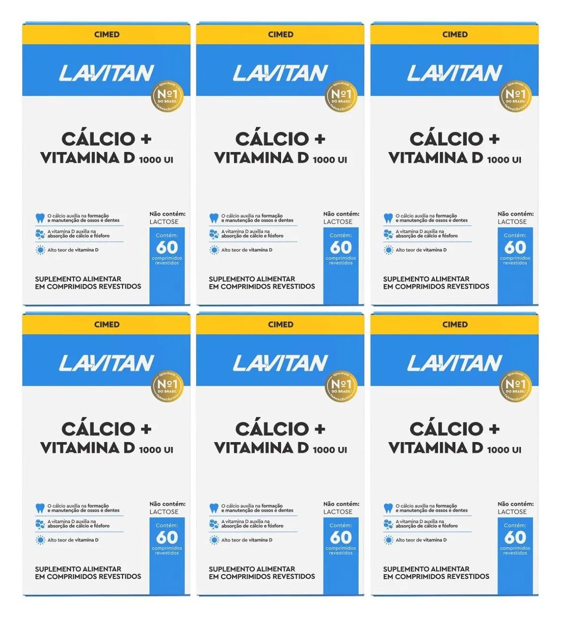 Kit 6 Lavitan Cálcio + Vitamina D 1.000 UI com 60cpr - Cimed