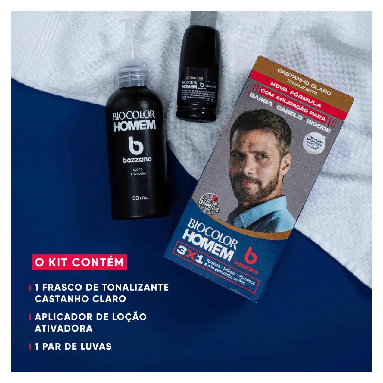 Tonalizante de Cabelo Biocolor Homem Bozzano - Castanho Claro