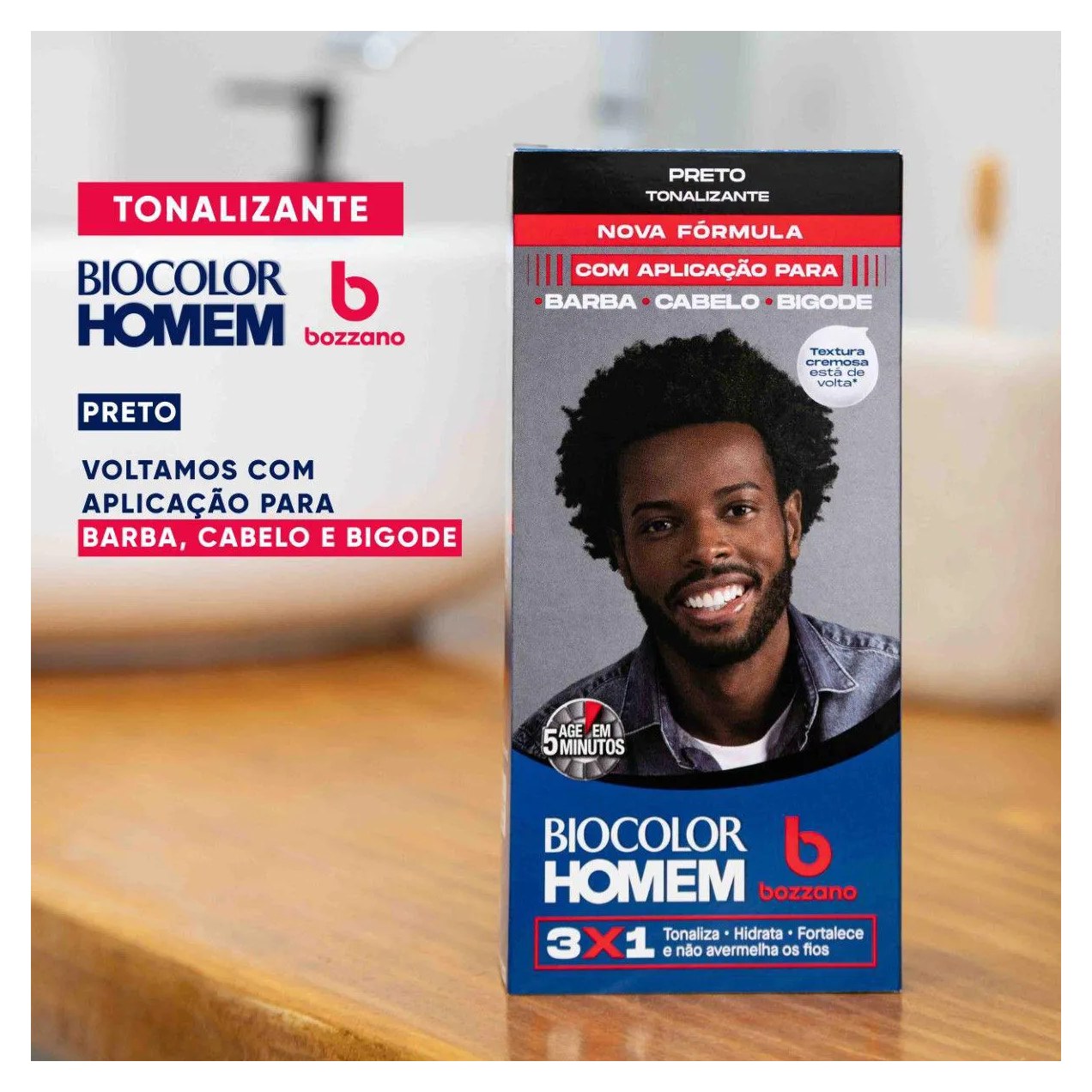 Tonalizante de Cabelo Biocolor Homem Bozzano - Preto