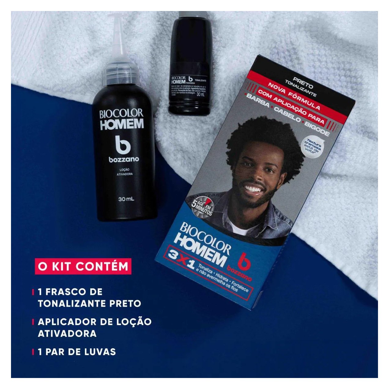 Tonalizante de Cabelo Biocolor Homem Bozzano - Preto