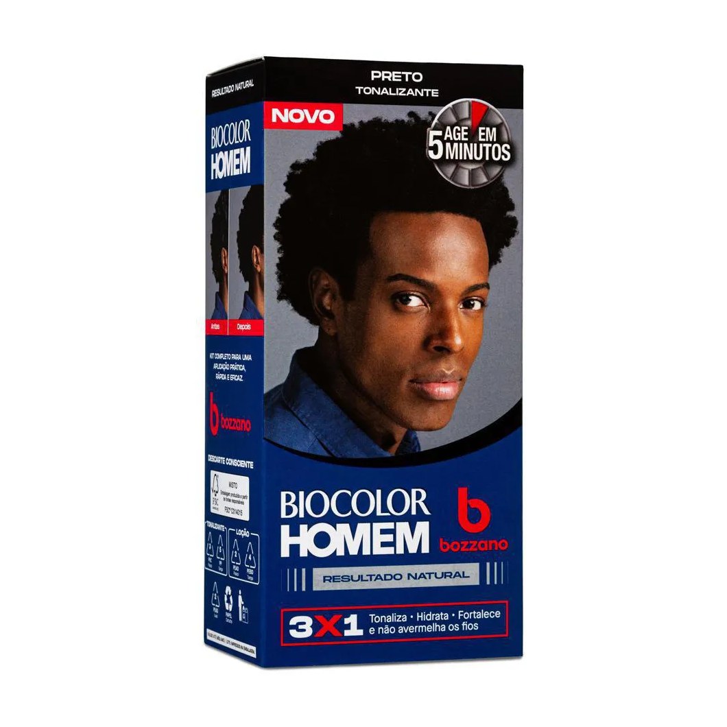 Tonalizante de Cabelo Biocolor Homem Bozzano - Preto