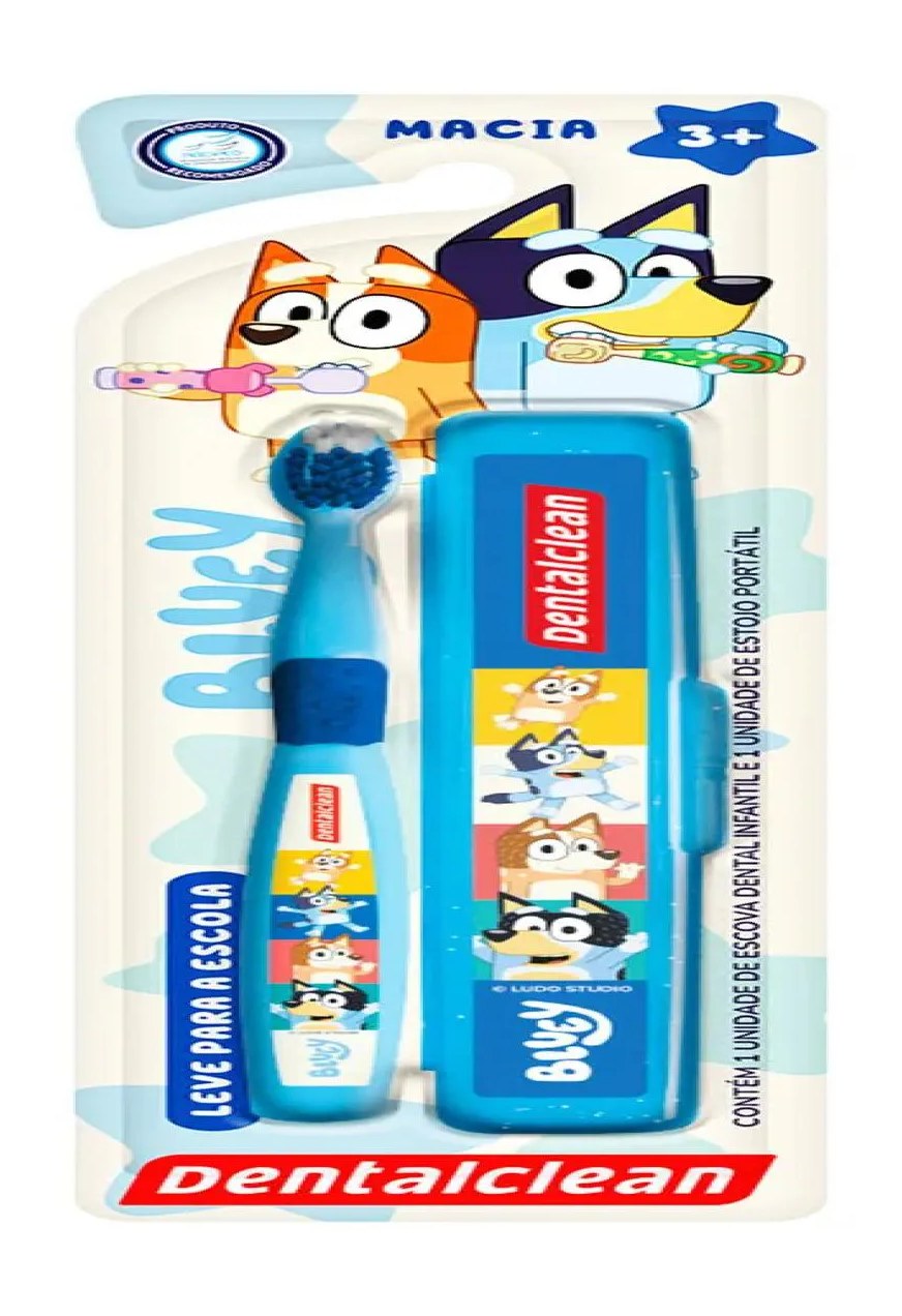 Escova Dente Bluey E Estojo Porta Escova Escolar Dentalclean