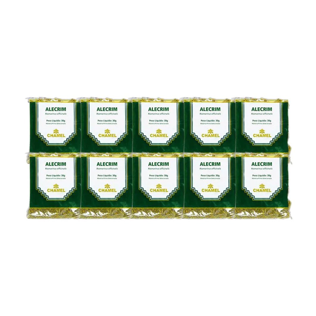 Kit 10X Chá Pacote Alecrim Folhas 30G - Chamel