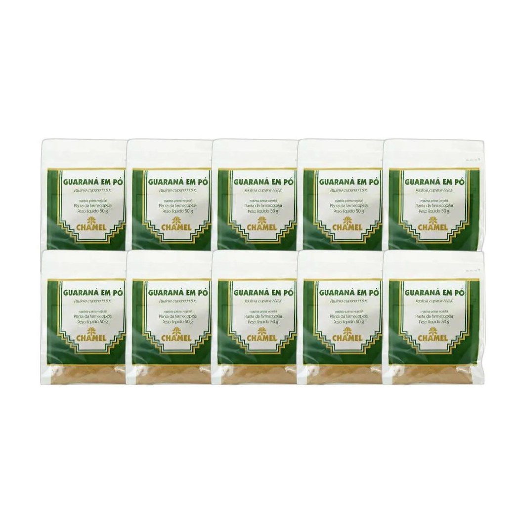 Kit 10X Pacote De Guarana Em Pó 50G - Chamel