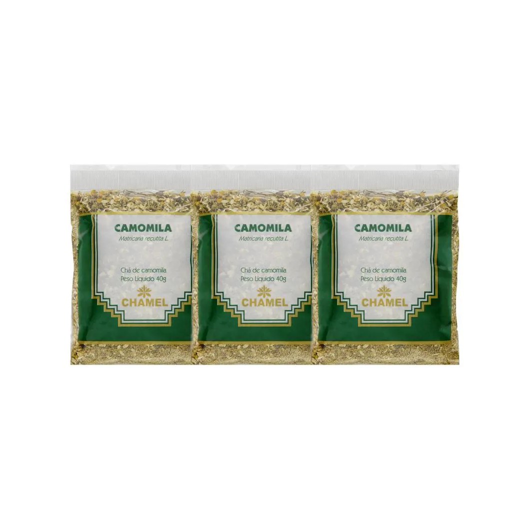 Kit 3X Chá Pacote Camomila Flores 40G - Chamel