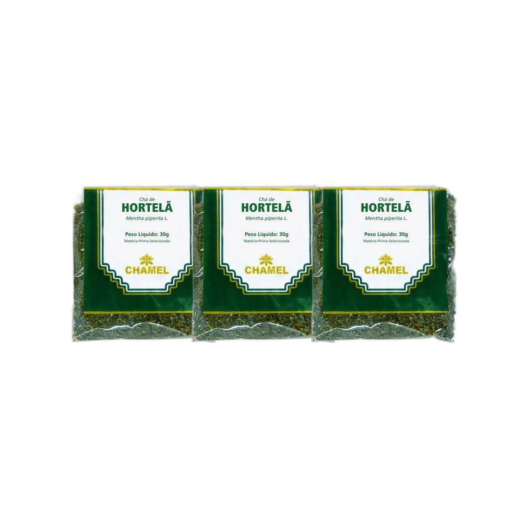 Kit 3X Chá Pacote Hortela 30G - Chamel