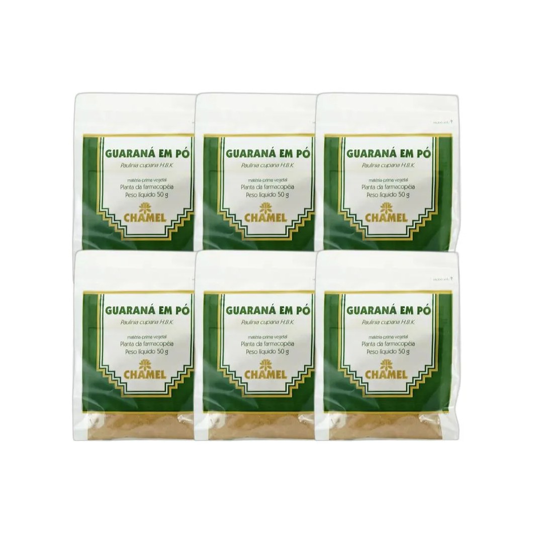 Kit 6X Pacote De Guarana Em Pó 50G - Chamel