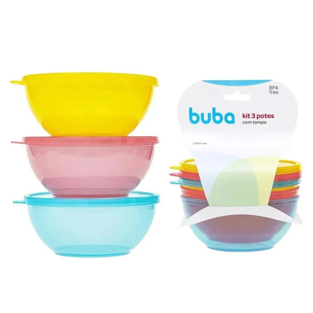 Kit 3 Potes Bowls Coloridos Buba