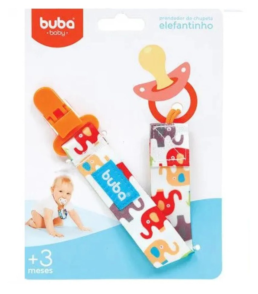 Prendedor De Chupetas Elefante Laranja Buba