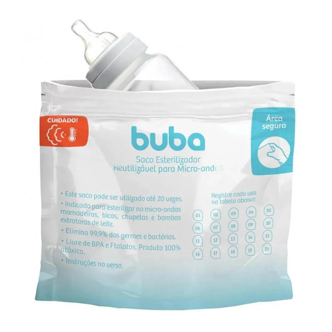 Saco Esterilizador Reutilizável Para Microondas C/6 Buba