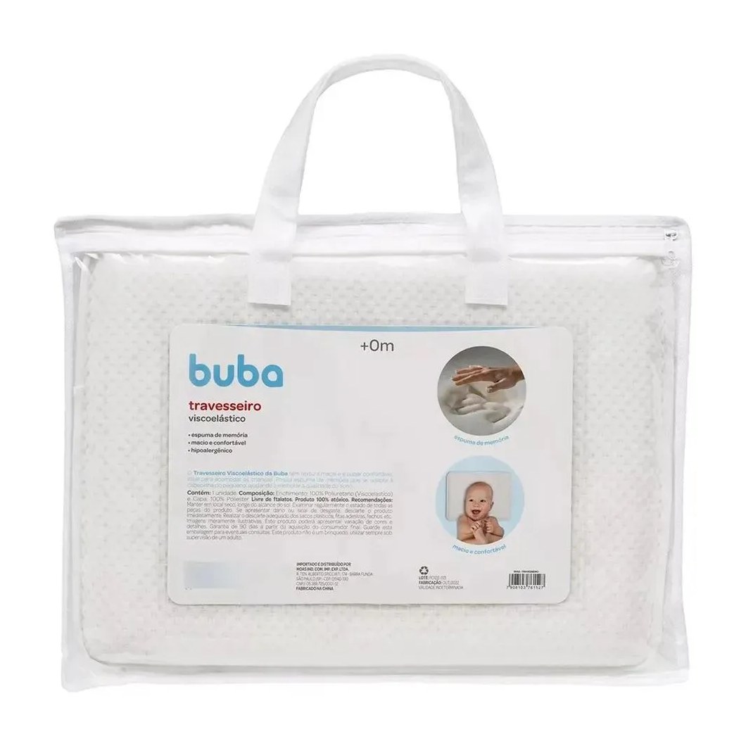 Travesseiro Viscoelástico Para Bebês Branco +0M Buba