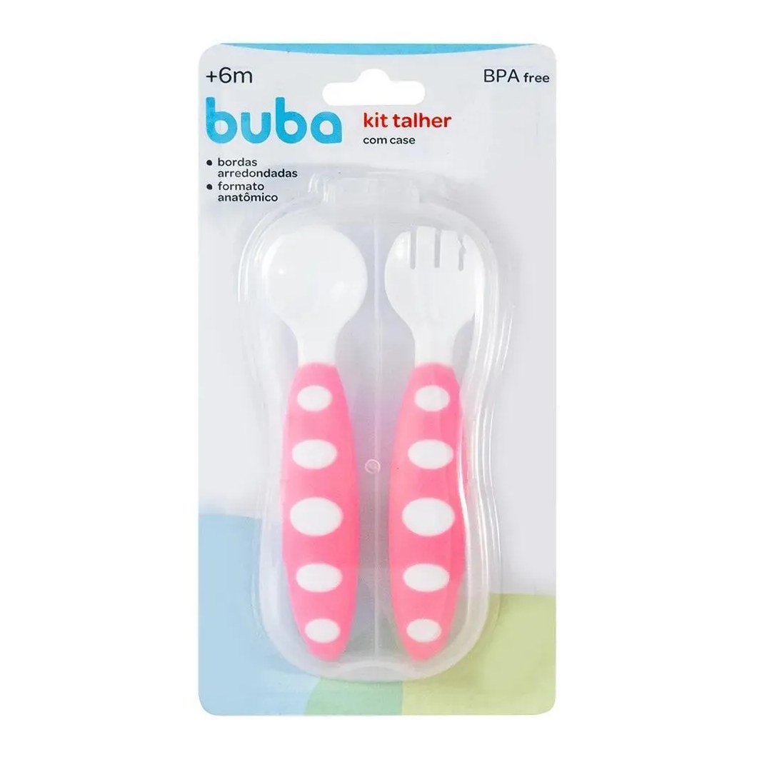 Kit Talheres Com Estojo Rosa Buba